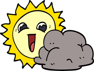 cartoon doodle sun and cloud