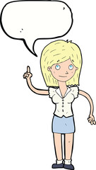cartoon woman with idea with speech bubble