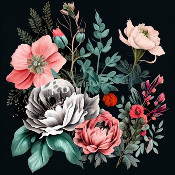 Vintage Garden Florals illustration