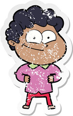 Fototapeta premium distressed sticker of a cartoon happy man