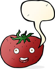 cartoon tomato with speech bubble