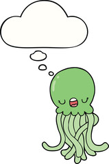 cartoon jellyfish and thought bubble
