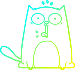 cold gradient line drawing funny cartoon cat