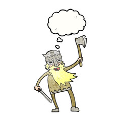 thought bubble textured cartoon viking warrior