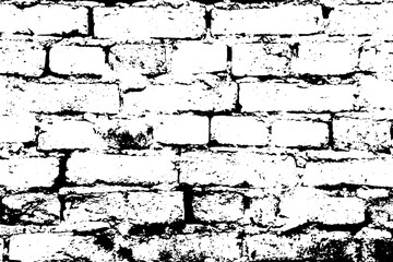 Grunge black texture as brick wall with the crack line shape on white background (Vector). Use for decoration, aging or old layer
