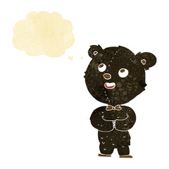 cartoon cute teddy bear with thought bubble