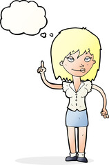 cartoon woman with idea with thought bubble