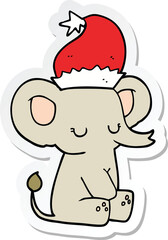 sticker of a cute christmas elephant