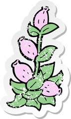 retro distressed sticker of a cartoon flowers