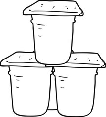 black and white cartoon yogurt pots