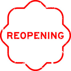 Fototapeta premium Grunge red reopening word rubber seal stamp on white background