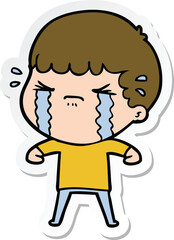 sticker of a cartoon man crying