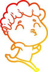Fototapeta premium warm gradient line drawing cartoon man pouting