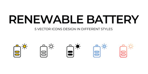 renewable battery icons set vector illustration. vector stock,