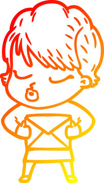 recommend clip art: warm gradient line drawing cartoon woman with eyes shut