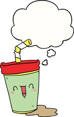 cute cartoon soda and thought bubble