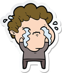 sticker of a cartoon man crying