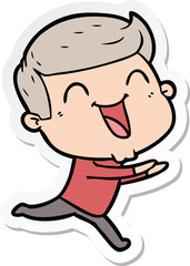sticker of a cartoon man laughing