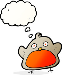 cartoon christmas robin with thought bubble
