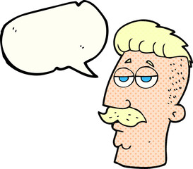 comic book speech bubble cartoon man with hipster hair cut