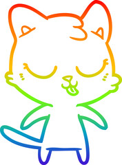 rainbow gradient line drawing cute cartoon cat