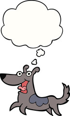 happy dog cartoon and thought bubble