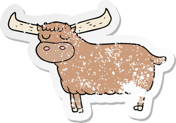 distressed sticker of a cartoon bull