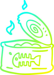 cold gradient line drawing cartoon tin of tuna