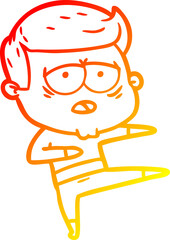 warm gradient line drawing cartoon tired man