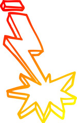 Fototapeta premium warm gradient line drawing cartoon thunder bolt