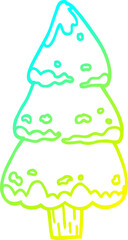 cold gradient line drawing cartoon pine trees