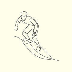 Surfer drawn in line art style