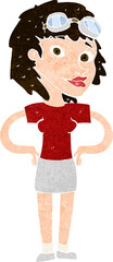 cartoon retro pilot woman