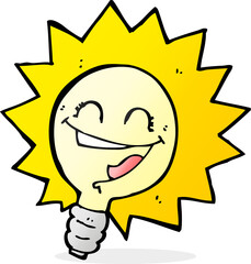 happy light bulb cartoon