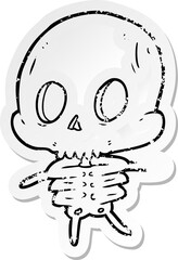 distressed sticker of a cartoon skeleton