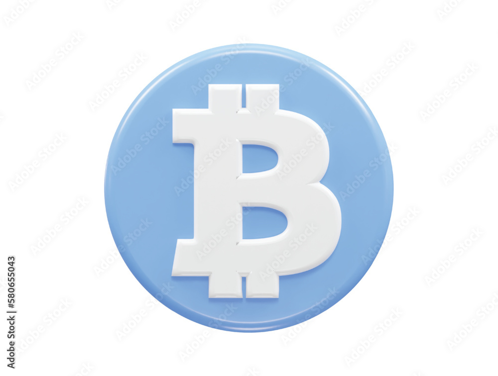 Poster bitcoin icon 3d rendering vector element