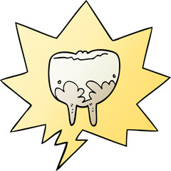 cartoon tooth and speech bubble in smooth gradient style