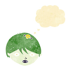 cartoon vampire face with thought bubble