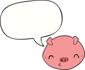 cartoon pig and speech bubble
