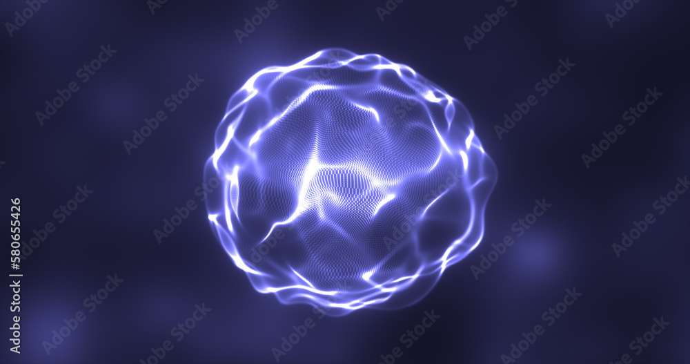 Poster abstract energy round sphere glowing with particle waves hi-tech digital magic abstract background