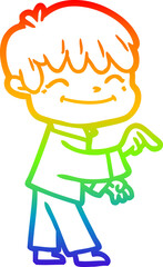 rainbow gradient line drawing cartoon happy boy