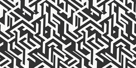 Wallpaper with seamless texture black and white labyrinth