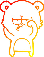 warm gradient line drawing bored bear cartoon