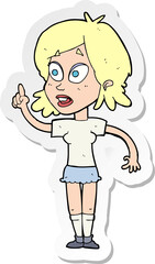 sticker of a cartoon woman asking question