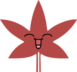 flat color retro cartoon autumnal leaf