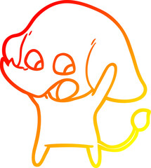 warm gradient line drawing cute cartoon elephant