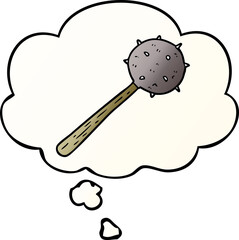 cartoon mace and thought bubble in smooth gradient style
