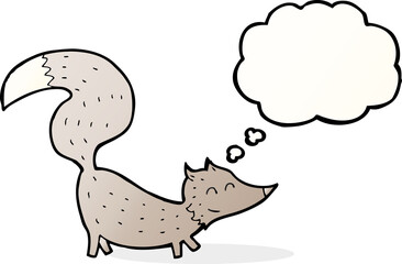 cartoon little wolf with thought bubble