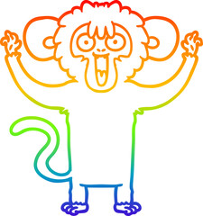 rainbow gradient line drawing caroton monkey