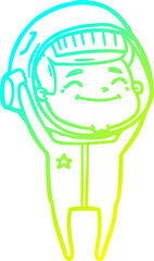 cold gradient line drawing happy cartoon astronaut